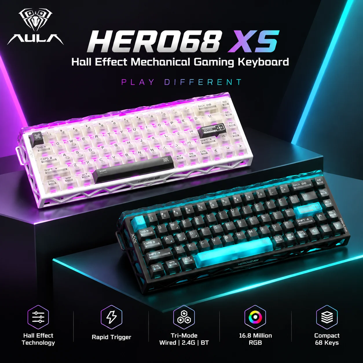 Gaming Keyboard Nearby - لوحة مفاتيح ألعاب لاسلكية Aula Hero68