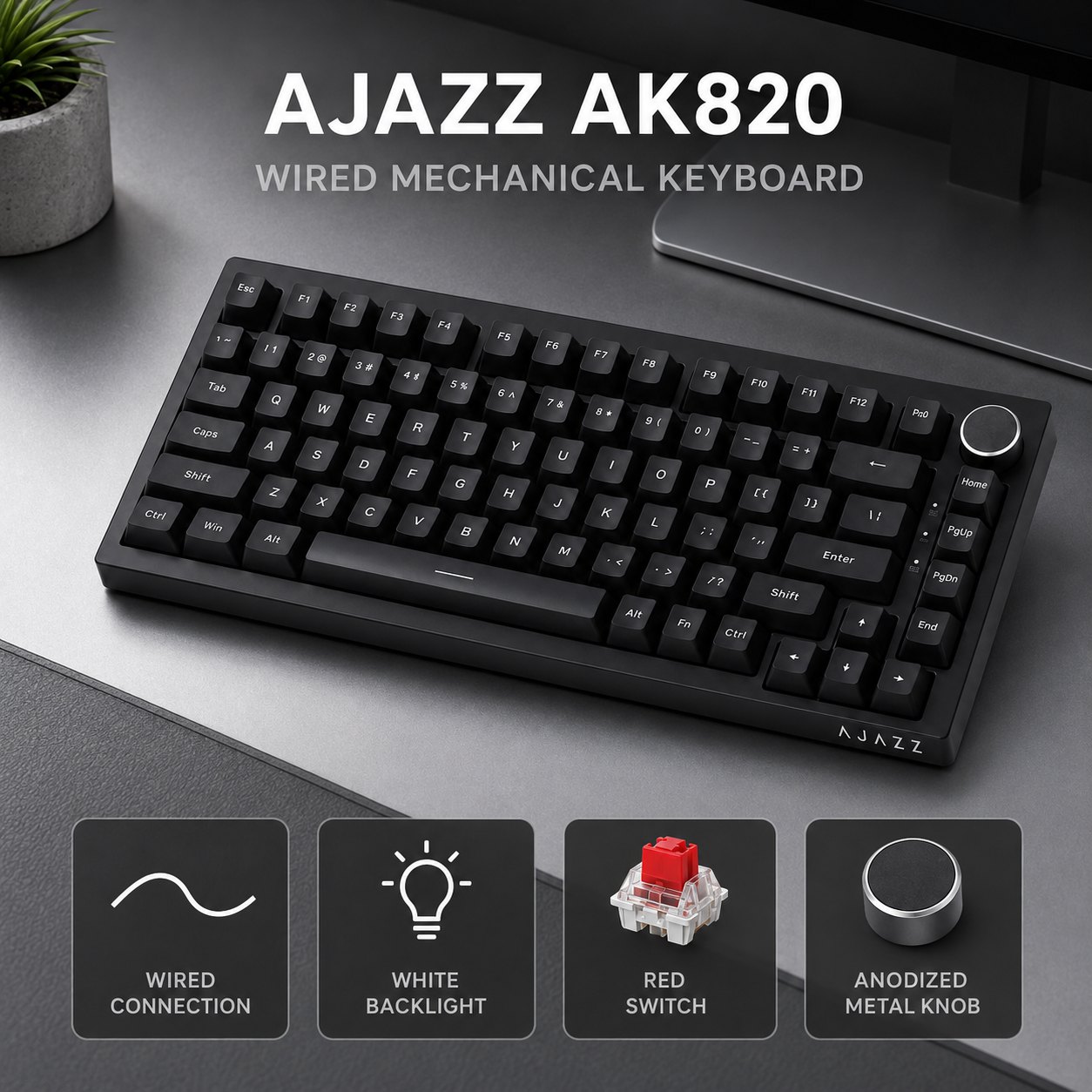 Gaming Keyboard Mini - لوحة مفاتيح الألعاب الميكانيكية AJAZZ AK820