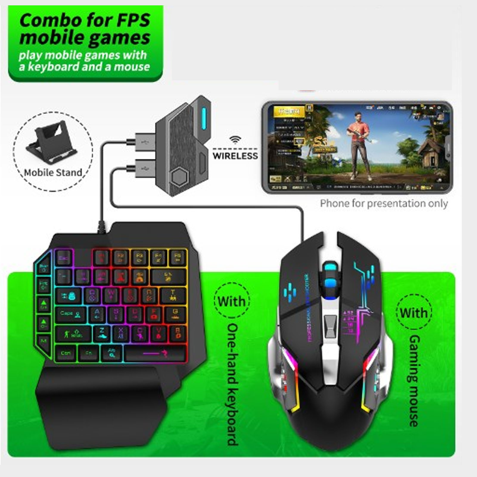 مجموعة محول لوحة مفاتيح وفأرة، - مراجعة Gaming Keyboard Mini وسعره